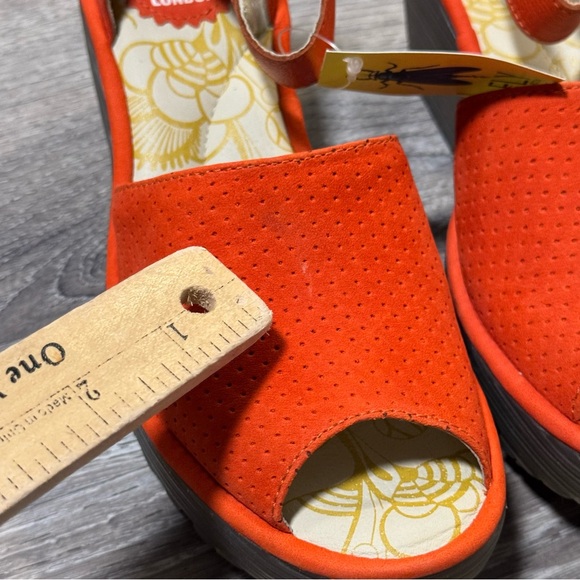 Fly London Poppy Orange Peep Toe wedge Sandals EU sz 37, US size 6.5 7 - Picture 7 of 7